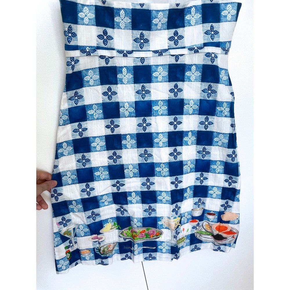 Rachel Antonoff Gwen Seafood Tower Print Mini Dress Blue Check Gingham Floral 6 - Picture 11 of 14